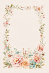 Fototapeta premium Elegant Watercolor Floral Frame on White and Pale Pink Background