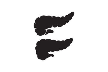 Human Pancreas Silhouette Black and White Medical Illustration