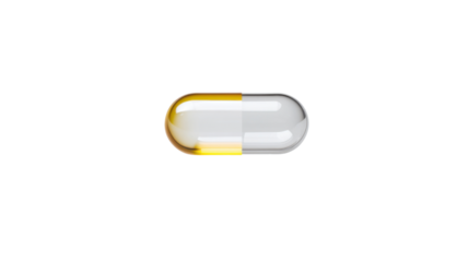 pill floating on a clean white background, minimal pharmaceutical aesthetic, high clarity, sleek modern product photography.