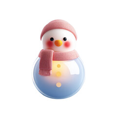 a cute minimal snowman 3D icon, round and glossy plastic style, soft highlights, warm winter vibe,