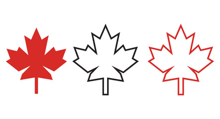 Maple leaf of Canadian flag. Red maple leaves icon or symbol of Canada.