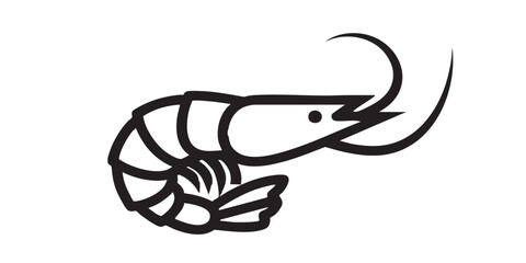 Shrimp line icon, japanese food concept. Vector graphics. Shrimp with tail and antennae, seafood sign on white background, style icon mobile or web design