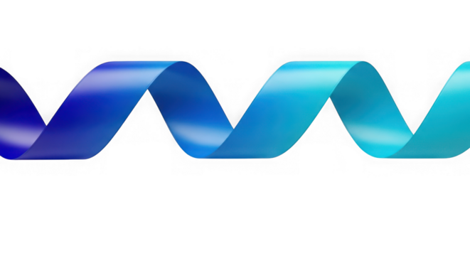Blue gradient ribbon spiral isolated on transparent background - Powered by Adobe