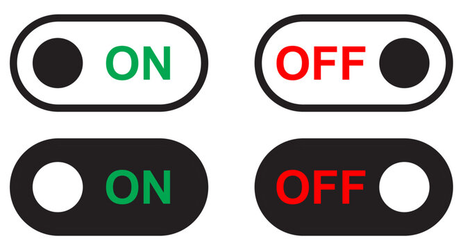 On Off toggle switch buttons. lock icon security symbol - locked, unlock icon button