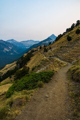 Pic du Bastan at dawn from a hiking trail between Col de Portet and Refuge du Bastan