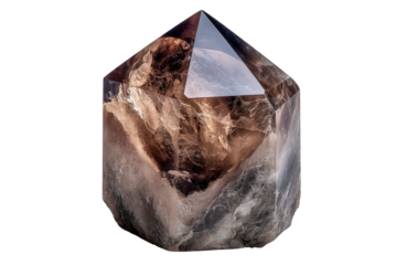 Smoky Quartz Crystal: A stunning smoky quartz crystal, its facets gleaming. The gemstone's unique clarity and earthy tones create a visual spectacle.
