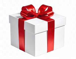 Obraz premium White box gift tied with a red ribbon