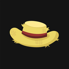 Hat straw farmer icon art illustration symbol design vector