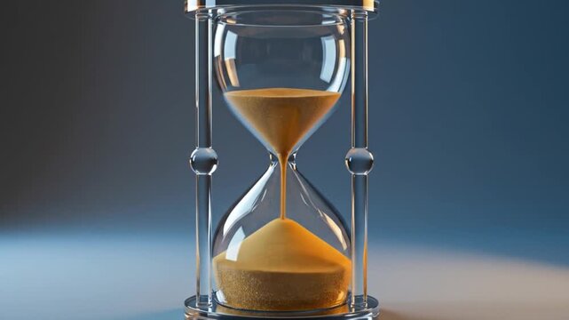 Hourglass Sand Flowing Time Lapse: Conceptual representation of passing time, urgency and deadlines