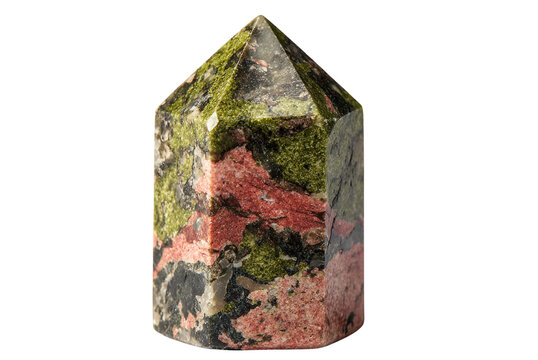 Unakite Crystal: A captivating unakite crystal, a stunning fusion of green epidote and pink feldspar, stands as a testament to nature's artistry.