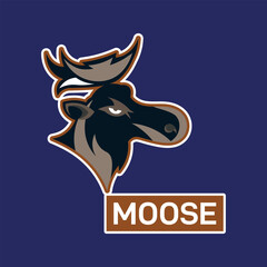 Moose head mascot logo on dark background
