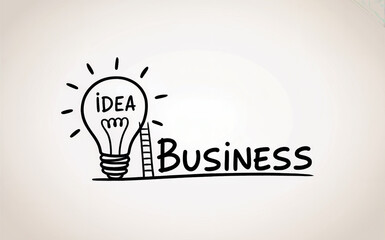Creative Business Idea Concept with Lightbulb and Ladder Sketch