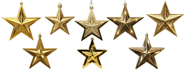 Fototapeta premium Elegant Gold Christmas Star Ornament Isolated on White Background | Holiday Decoration Stock Image