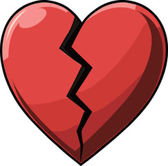ハートにひびが入ってるイラスト