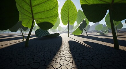 Giant Leaves Canopy - A Sunlit Perspective of Natures Embrace.