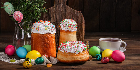 Easter cake sweet pastry traditional holiday christianity organic product fresh tasty gourmet food background on the table rustic food top view copy space