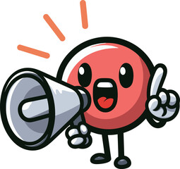 拡声器を使っている赤いキャラクターのイラスト