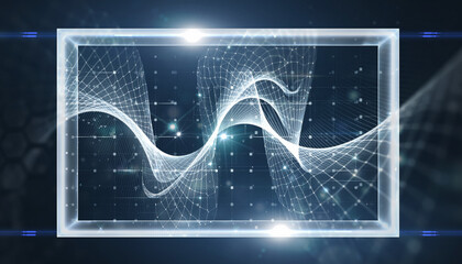 Abstract Data Network: A captivating display of a complex network within a luminous frame, symbolizing the intricate web of digital connectivity and modern data science.