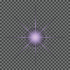 Obraz premium Purple Starburst Light Effect with Transparent Background glow flare
