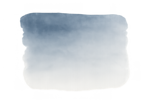 Abstract watercolor gradient creating texture with a blue wash and splatter on a transparent background