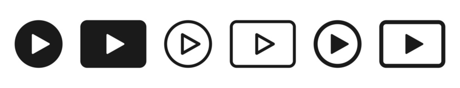 Play button icon set. Video, audio, web, media, start . Player symbol on white background - stock vector.