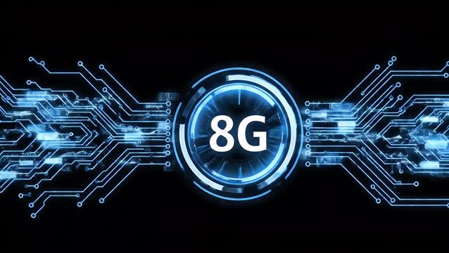 Futuristic digital 8g network technology connectivity sign