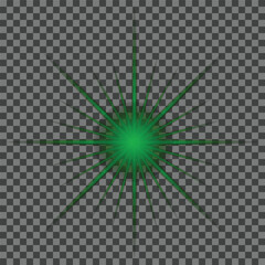 Obraz premium Green Starburst Light Effect with Transparent Background glow flare