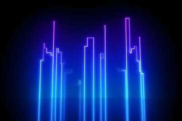 Neon Cityscape Abstract Art - Futuristic Urban Landscape