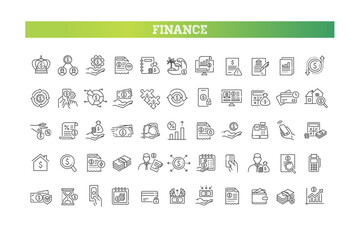 Finance Line Icons Set. Money, Banking symbols