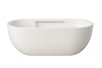 White bathtub on transparent background. Clean ceramic and acrylic material for hygiene and relaxation. Bathe scene