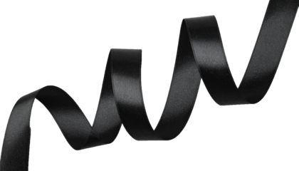 Curled Black Ribbon Element for Graphic Design