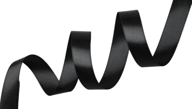 Curled Black Ribbon Element for Graphic Design