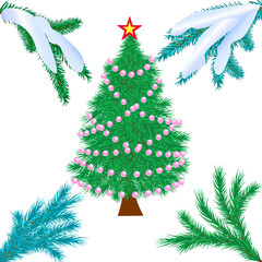 christmas tree branches and balls