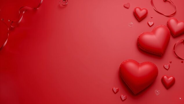 Decorated Red Hearts on a Vibrant Background for Celebrations and Special Moments