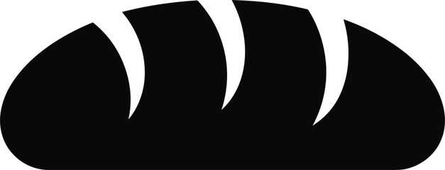 Black Silhouette Icon of a Loaf of Bread with Slits food baking