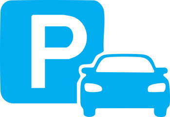 Parking Sign and Car Silhouette: A concise illustration of a parking sign next to a minimalist car silhouette, capturing the essence of urban convenience and travel.