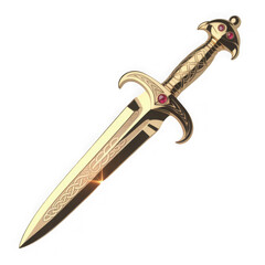 Gold dagger isolated on transparent background.