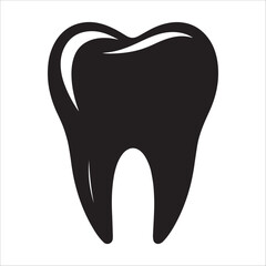 Minimalist Black Tooth Silhouette Icon