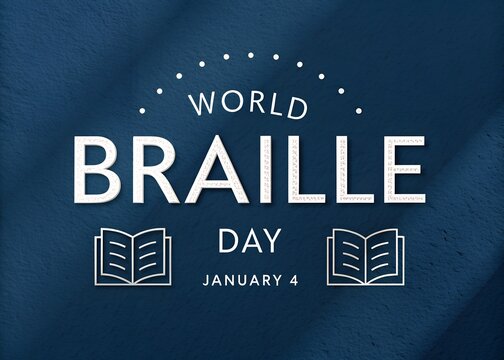 World braille day january 4th with open books and dots