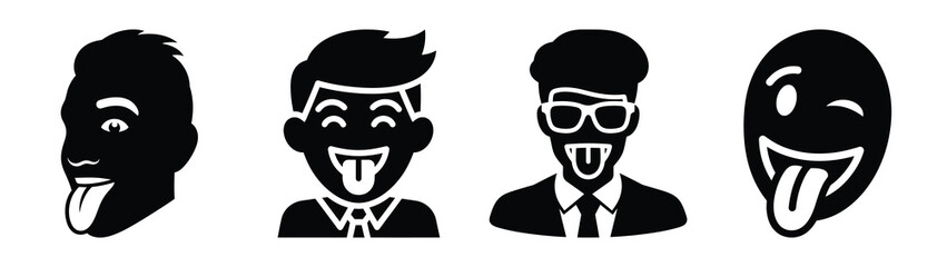 comedy star with tongue silhouette funny vector illustration