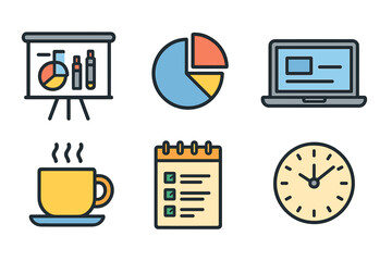 Essential business and office productivity concepts featuring data analysis planning and time management