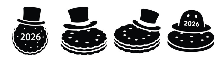 funny biscuit wearing hat silhouette funny vector illustration