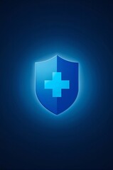 Obraz premium Shield With a Medical Cross Symbol Glowing on a Dark Background for Health and Safety Representation