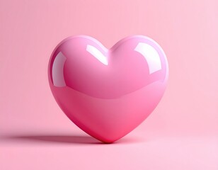 Glossy pink heart against a matching pink background