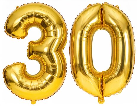 Golden "30" balloon numbers shine