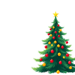 christmas, tree, decorated, cartoon, cute style, funny ornaments, playful lights, smiling design, children style, kid friendly, animated look, rounded shapes, vibrant colors, friendly festive graphic,