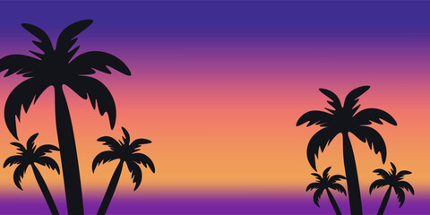 Summer sunset background. Vector Illustration.