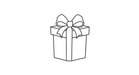 christmas, present, giftbox, line, art, outline, contour, sketch, drawing, vector, ribbon, bow, festive, winter, season, holiday, decoration, wrap, packaging, icon, symbol, graphic, minimal, simple, e