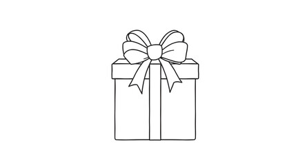 christmas, bow, gift, present, box, lineart, sketch, outline, ribbon, festive, seasonal, holiday, xmas, graphic, icon, symbol, design, illustration, art, contour, thin, minimal, vector, doodle, blackl