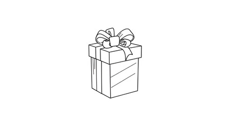 christmas, vector, outline, gift, box, bow, ribbon, mono, minimal, line, sketch, thin, contour, drawing, art, festive, holiday, winter, xmas, present, wrap, packaging, symbol, graphic, creative, ornam
